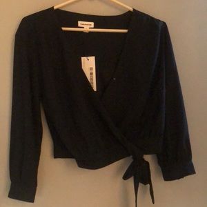 New with tags frank and oak black wrap blouse